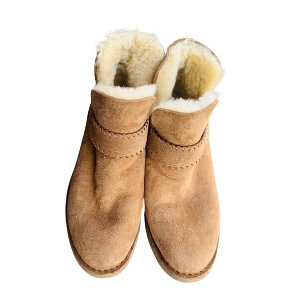 UGG MCKAY CHESTNUT Women's Size 8 SUEDE SHEARLING ANKLE BOOTS - Picture 3 of 12